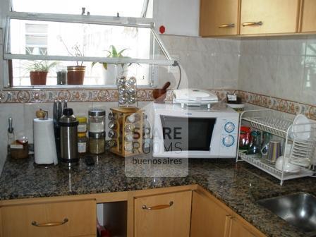 The kitchen at the apartment in Almagro