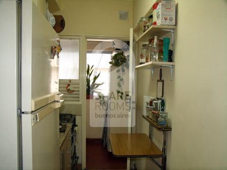 The kitchen at the apartment in Balvanera