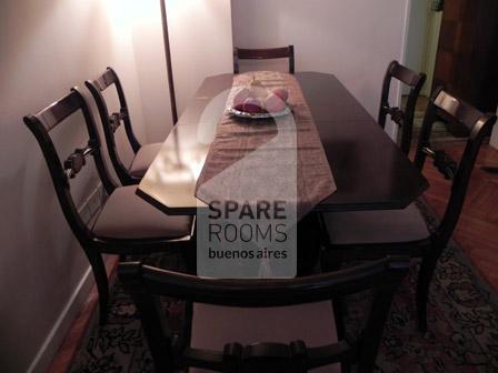 The dinning room at the apartment in Recoleta