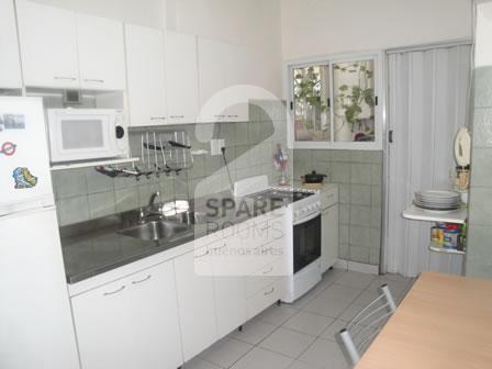 The kitchen at the apartment in Balvanera