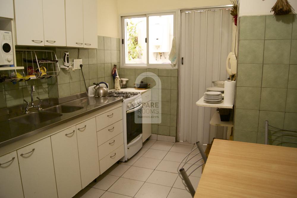 The kitchen at the apartment in Balvanera