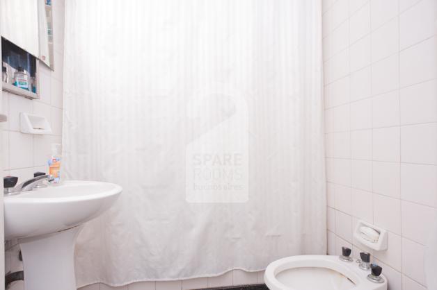 The bathroom with shower and bath.